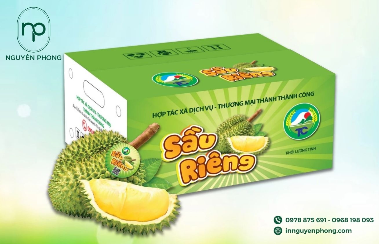 In thùng carton đựng sầu riêng tại TP.HCM in logo